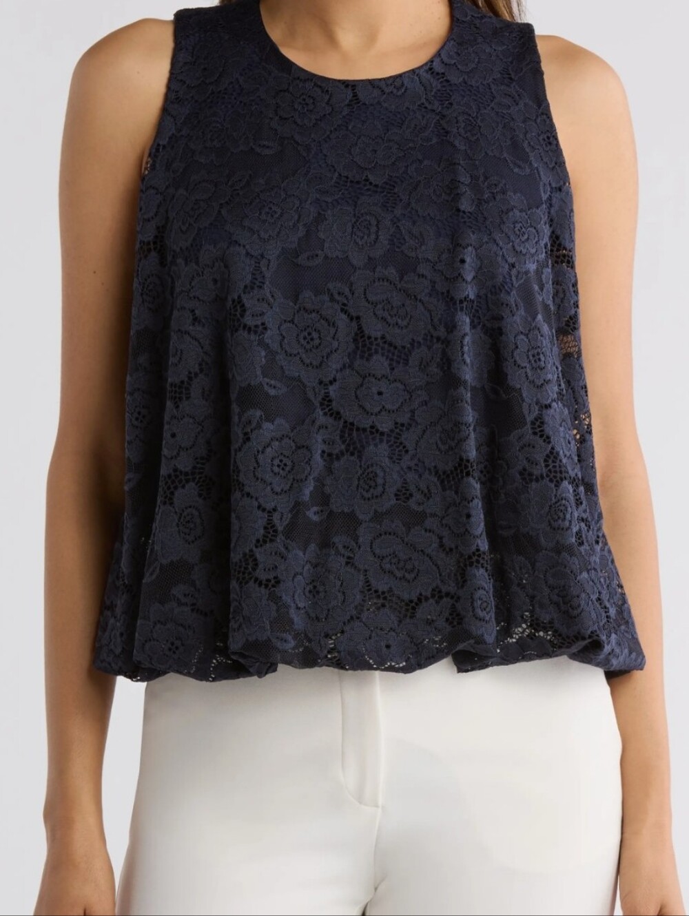 Renee C Lace Bubble Hem Top XS NWT